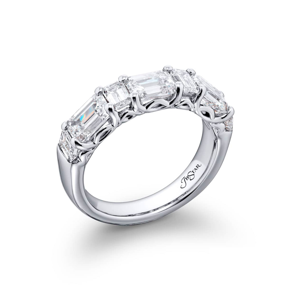 Classic East-West Alternating Emerald-Cut Diamond Band
