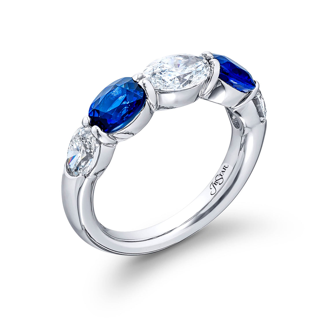 Platinum Oval Sapphire and Diamond Band