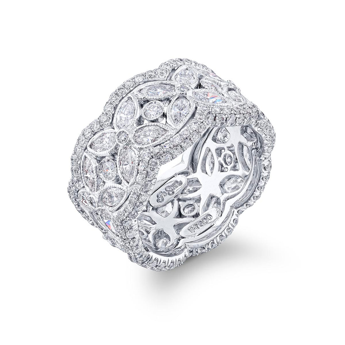Diamond Eternity Band 3.71 ctw. Floral Design Marquise & Round