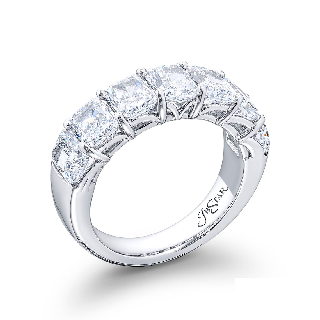 Classic Single-Row GIA-Certified Diamond Band | 7 Radiant-Cut Diamonds in Platinum | Elegance Elevated by Jewels by Star