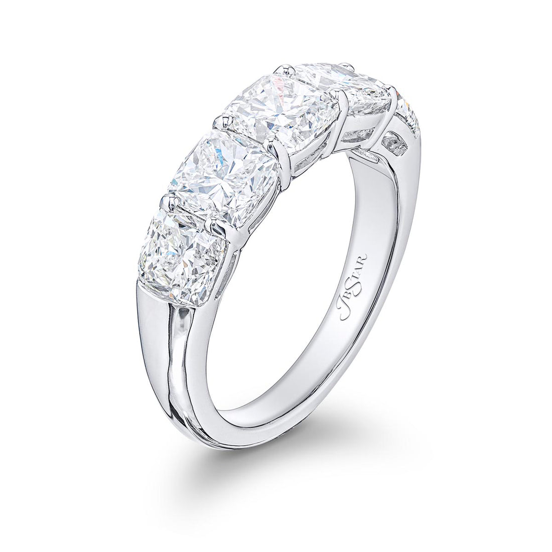 Elegance Elevated: Classic Five-Stone Cushion-Cut Diamond Band