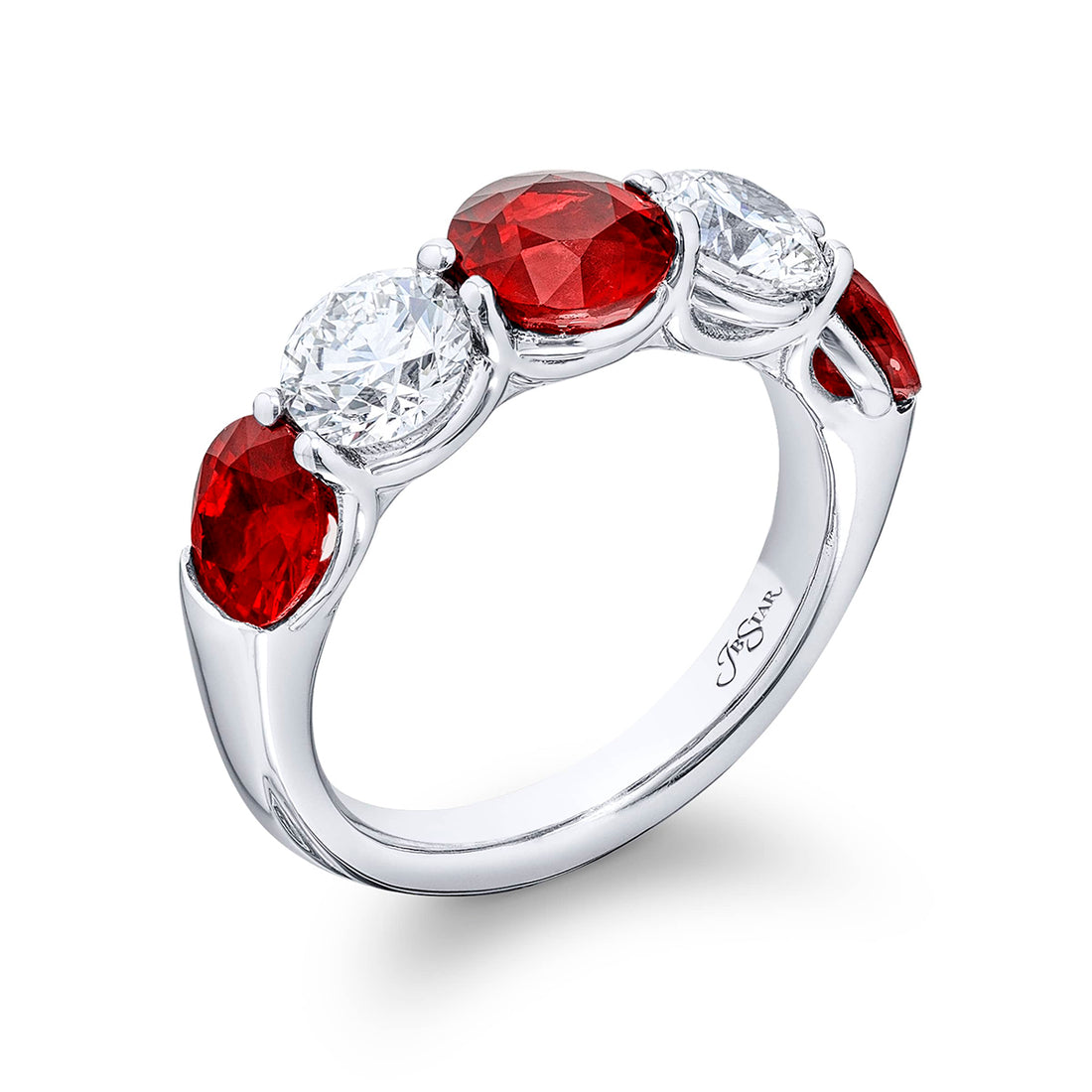 Classic Ruby and Diamond Band in Pure Platinum
