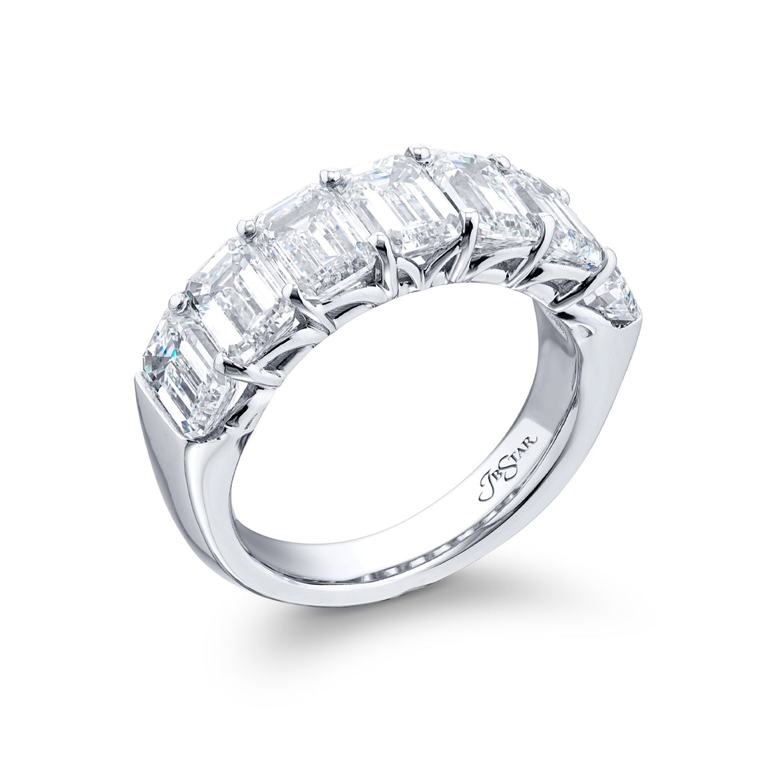 Classic Single-Row GIA-Certified Diamond Band | Emerald-Cut Diamonds in Platinum | Elegance Elevated by Jb Star