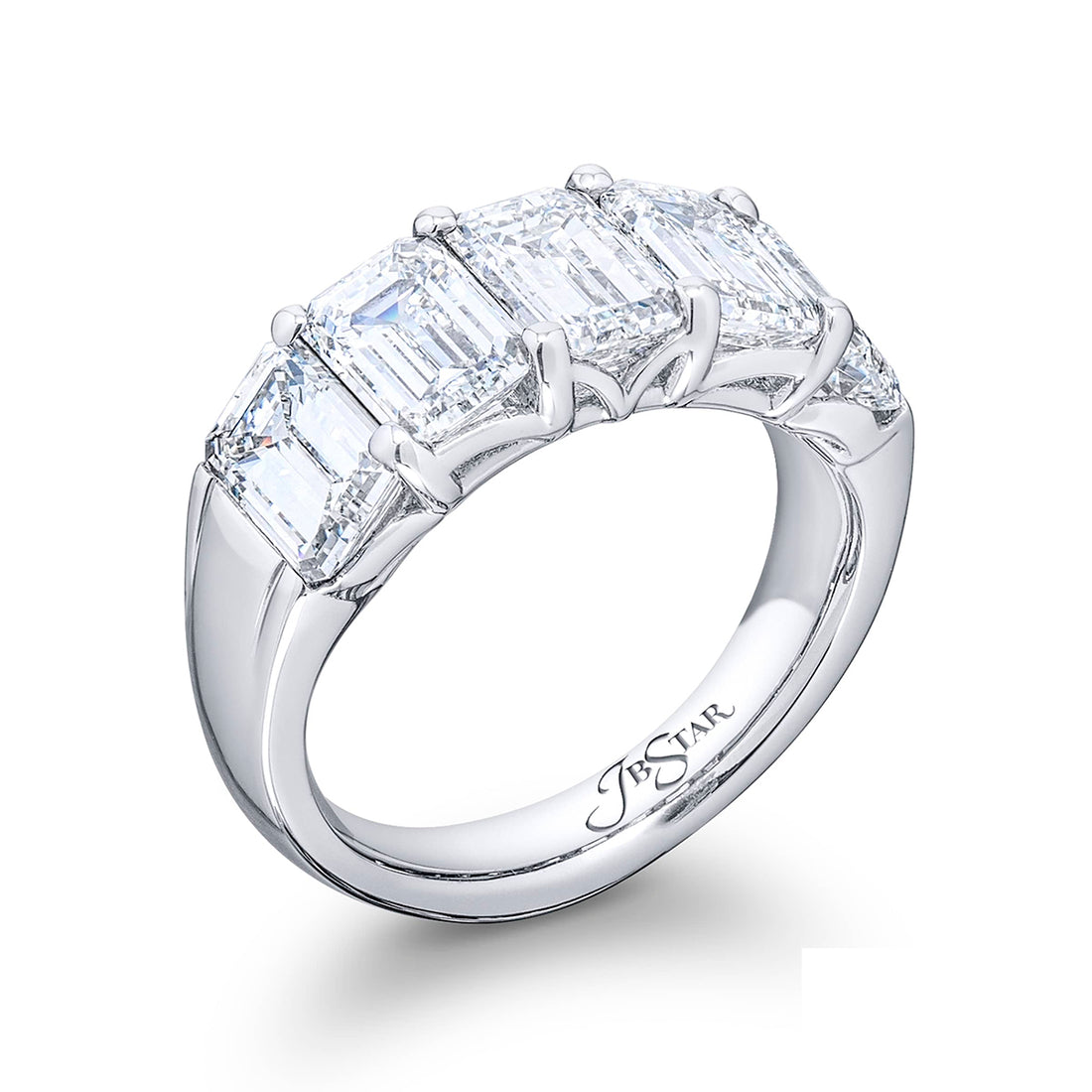 Iconic Single-Row GIA-Certified Diamond Band | 5 Emerald-Cut Diamonds in Platinum | Elegance Elevated by Jb Star