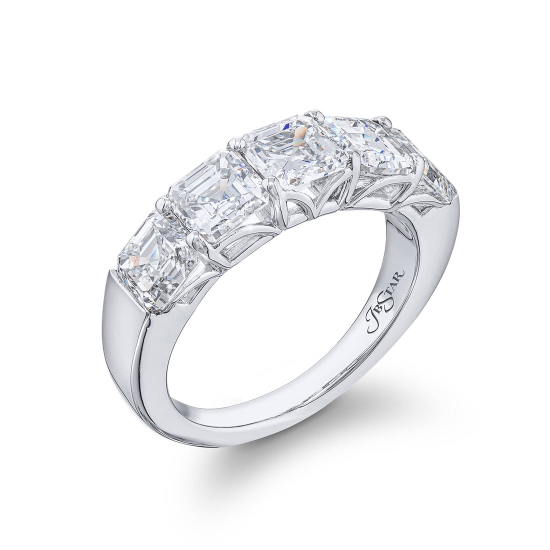 Elegance Elevated | Classic Single-Row Square Emerald-Cut Diamond Band