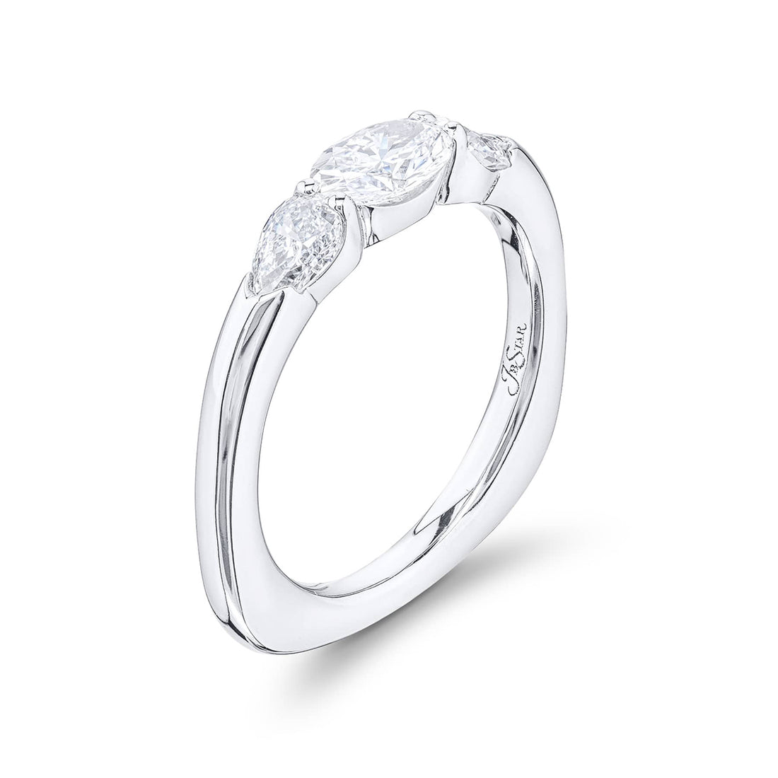 GIA-Certified Oval Diamond Ring with Pear Side Stones in Platinum