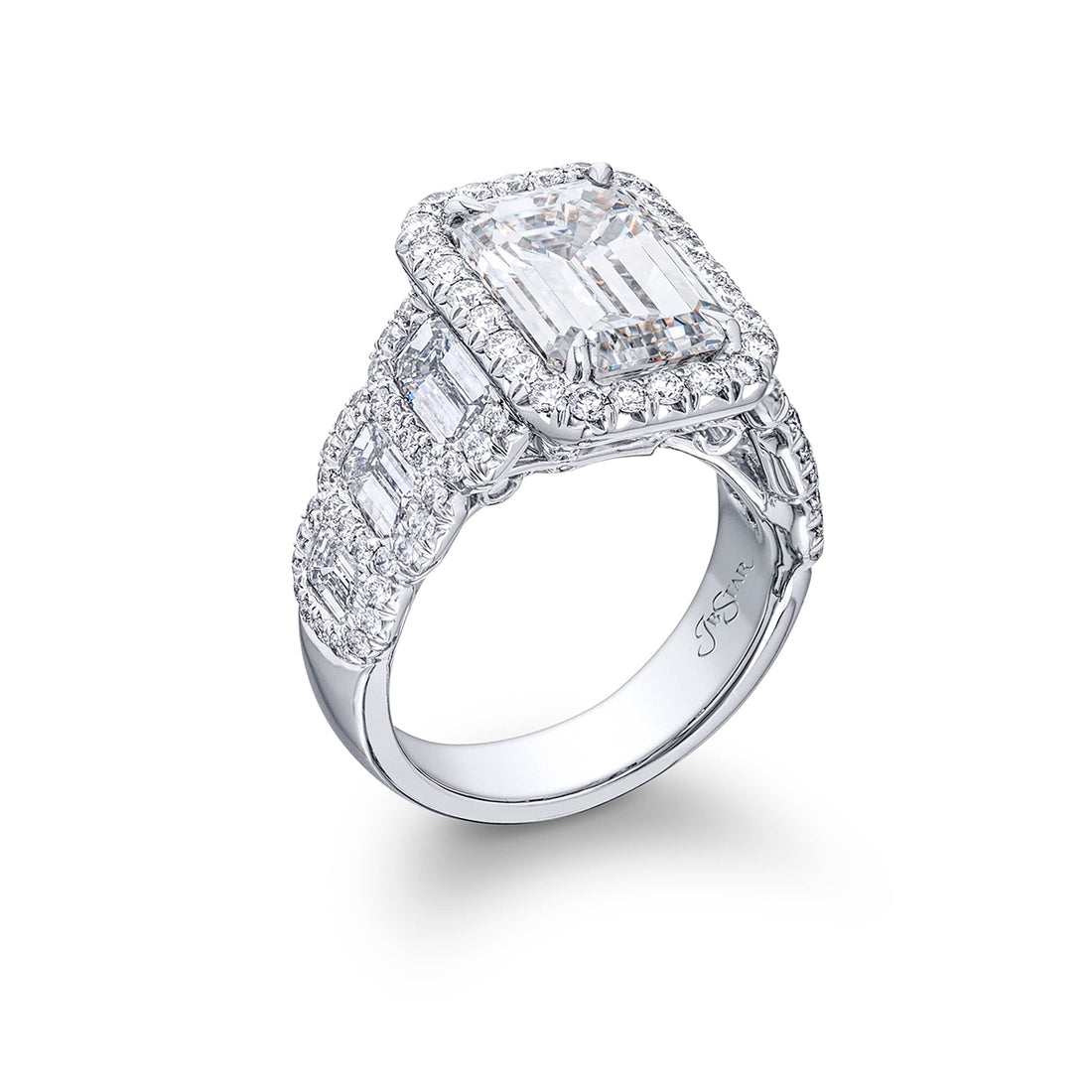 Dazzling 5.03 ct. Emerald-Cut Diamond Engagement Ring in Micro Pave Platinum