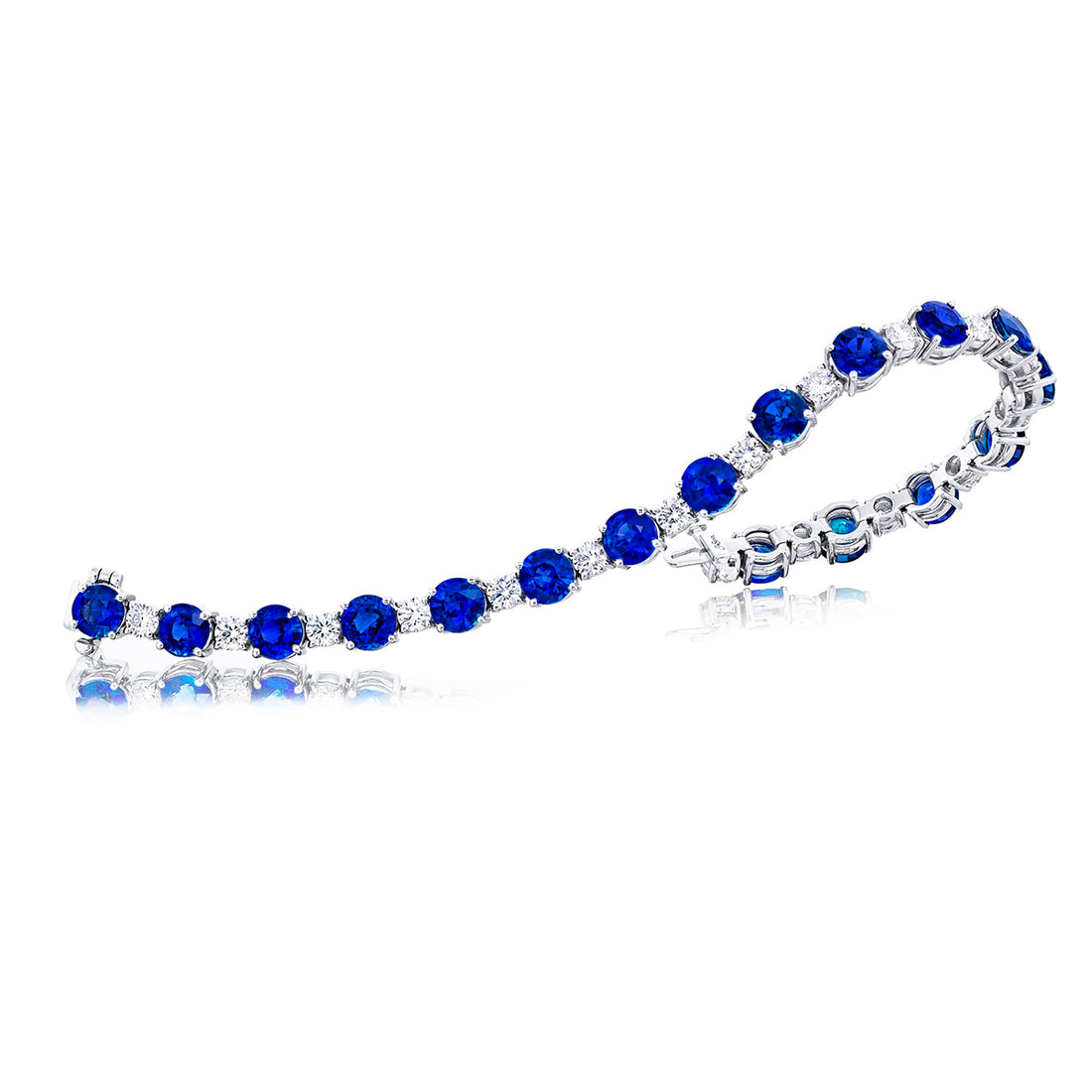 Platinum Round Sapphire and Diamond Bracelet