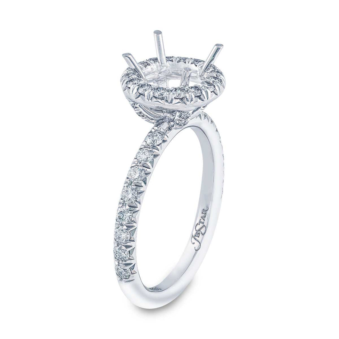 Platinum Semi-Mount Ring with Diamond Micro Pave Halo