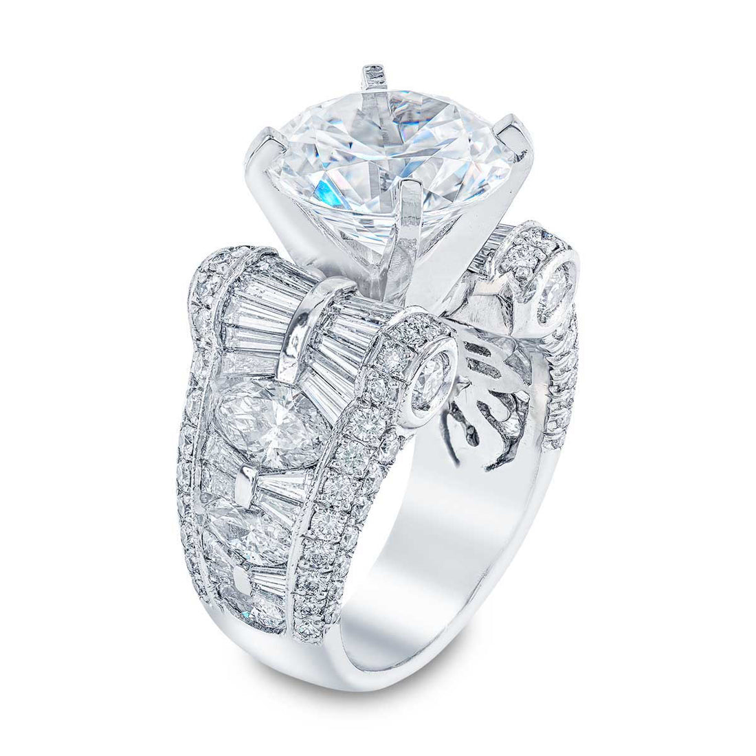 Diamond semi-mount marquise and tapered baguette diamonds