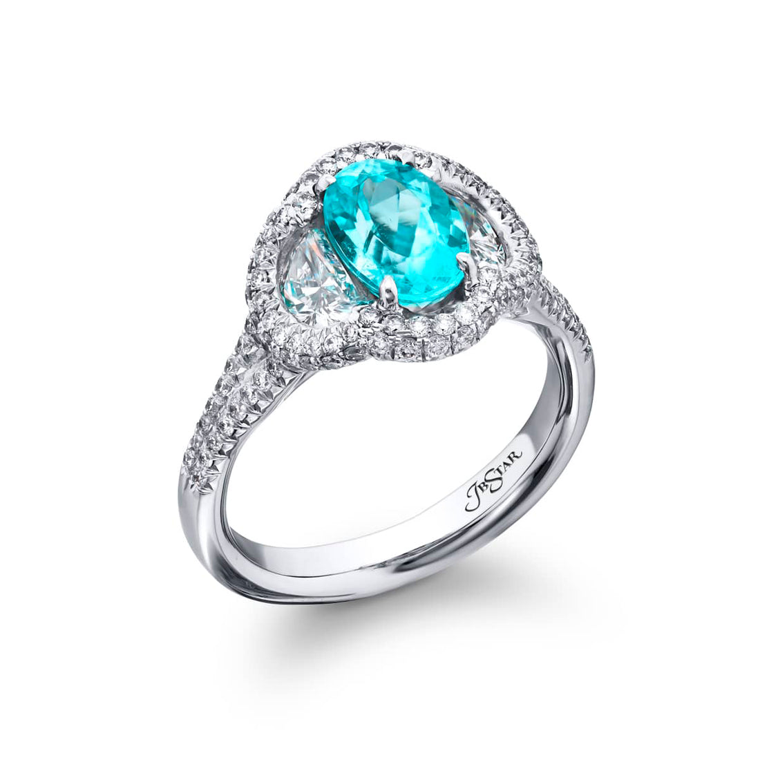 Oval diamond engagement ring in a micro pave setting
