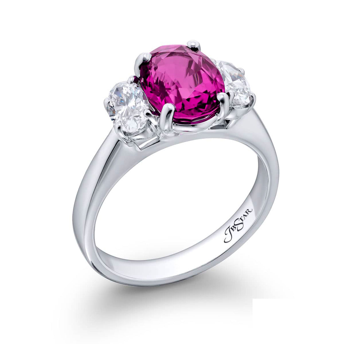 2.54 ct. GIA-Certified No-Heat Pink Sapphire & Diamond Ring in Platinum
