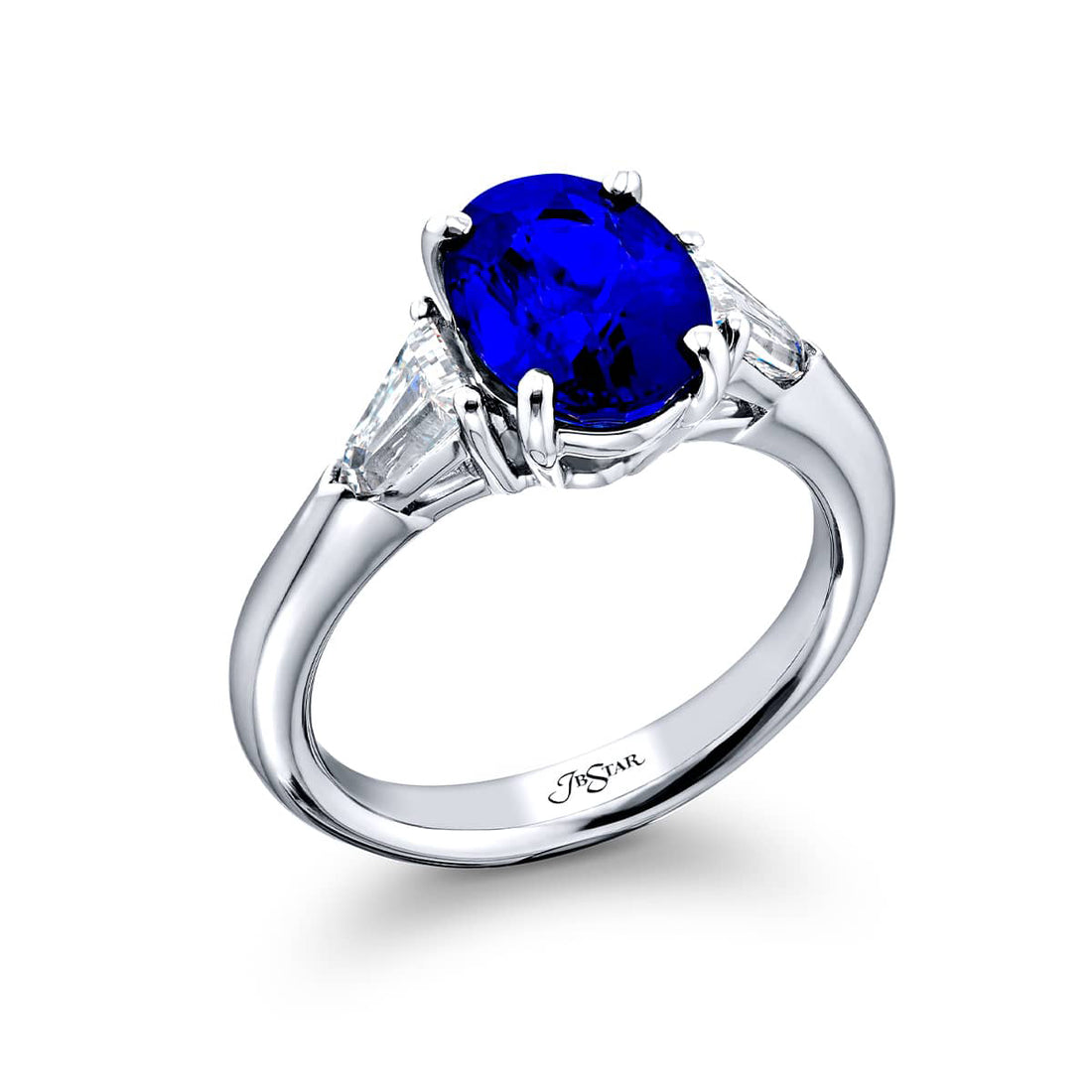 3.22 ct. Certified No-Heat Oval Sapphire & Diamond Ring in Platinum
