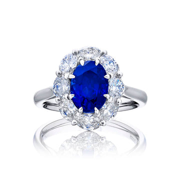 2.97 ct. Oval Sapphire & Diamond Encircled Ring in Platinum