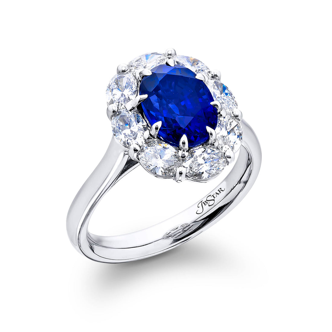 2.97 ct. Oval Sapphire & Diamond Encircled Ring in Platinum