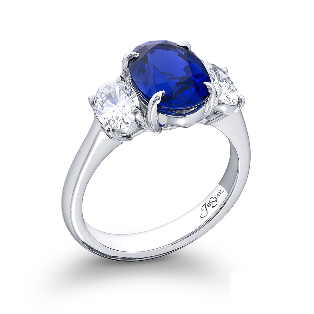 3.66 ct. CDC Certified Oval Sapphire and Diamond Ring in Platinum