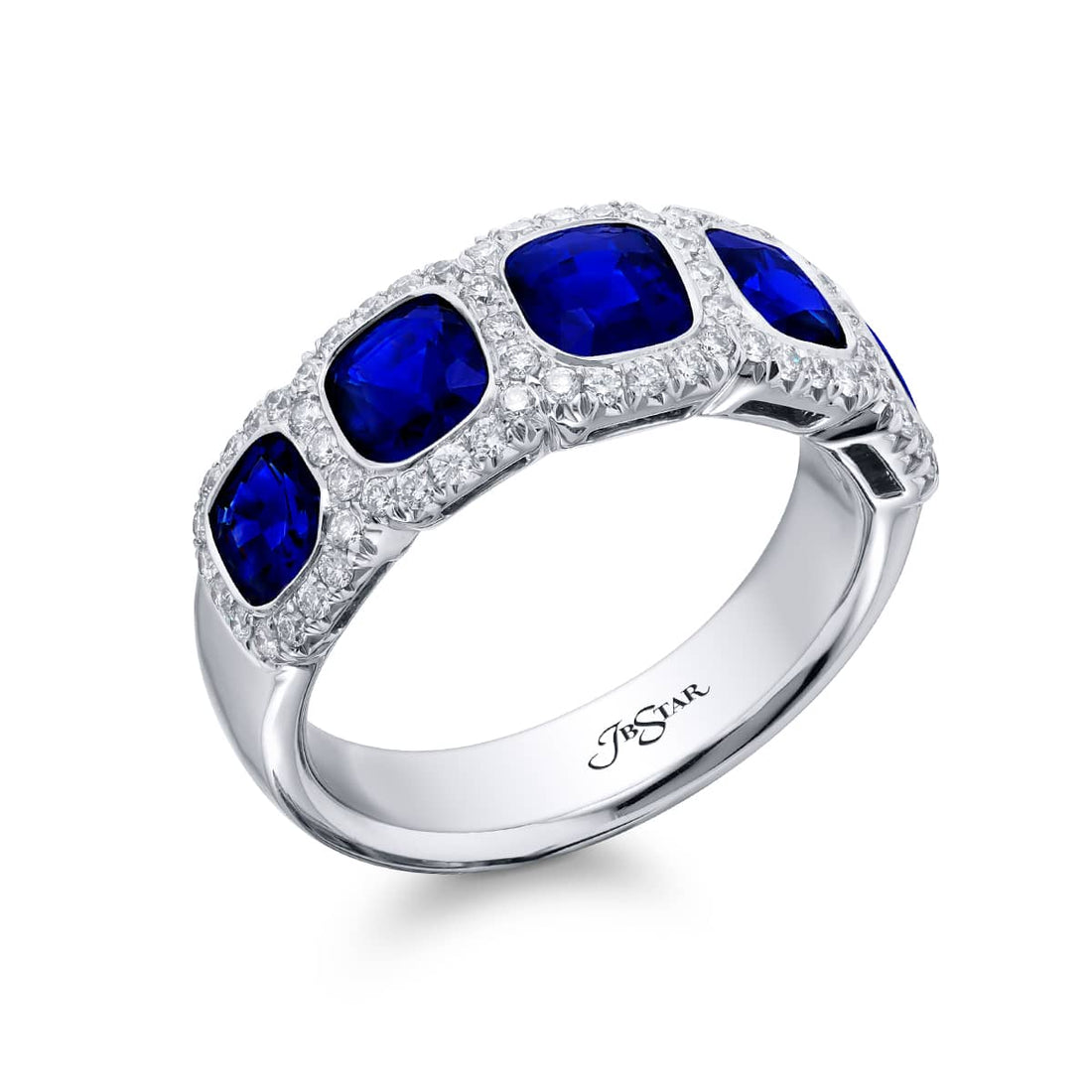 Platinum Cushion-Cut Sapphire Pave Band