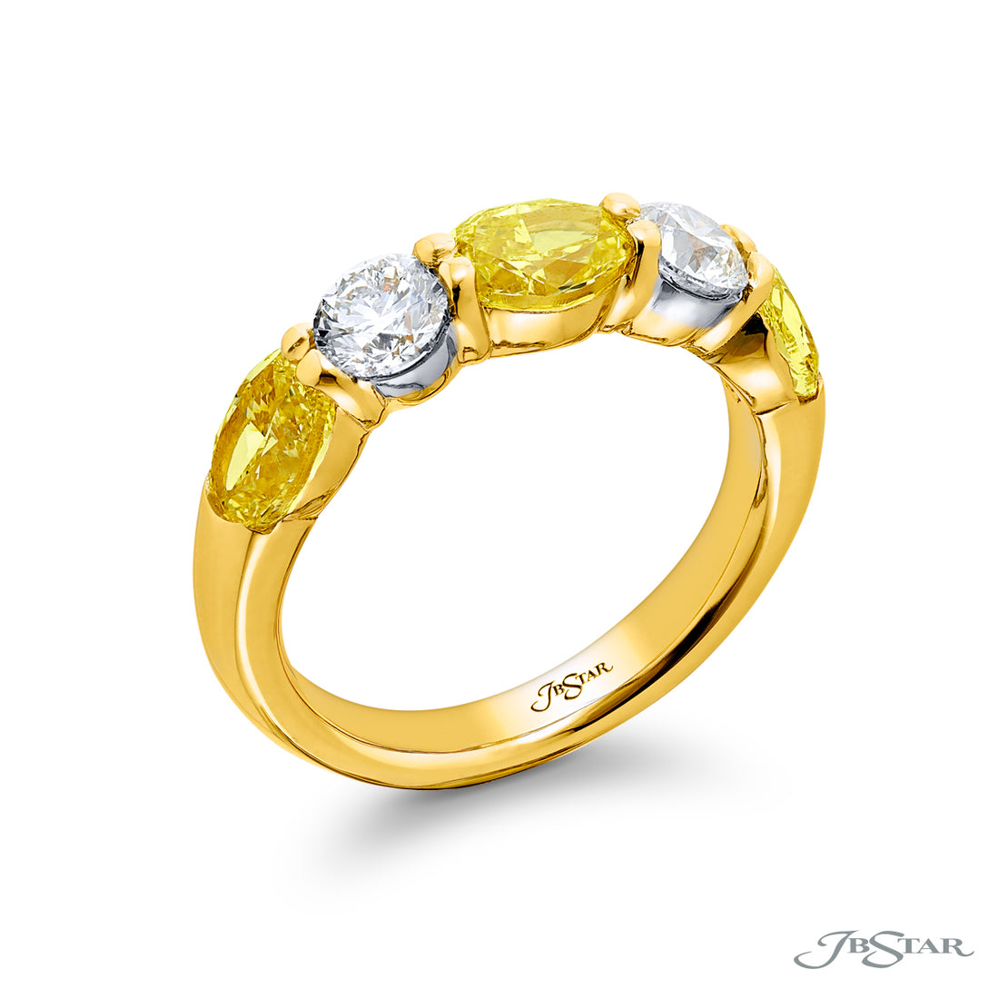 18K Yellow Gold Oval Fancy Yellow Diamond East-West Band