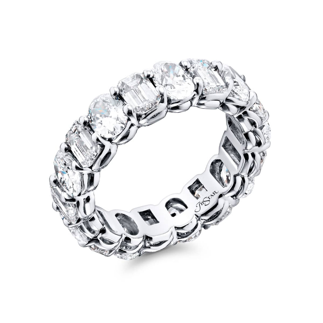 Platinum Emerald-Cut and Oval Diamond Eternity Band