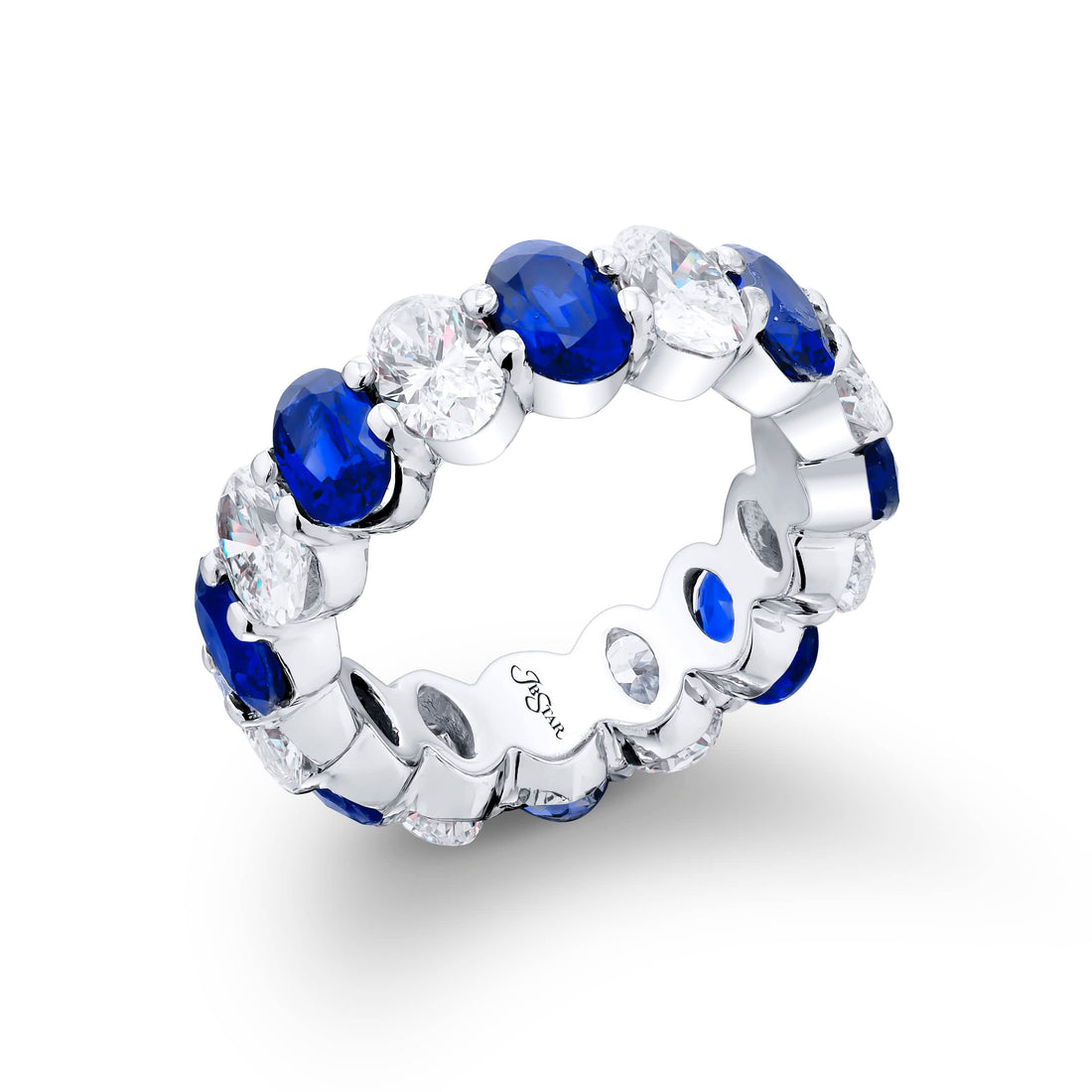 Platinum Oval Sapphire Eternity Band