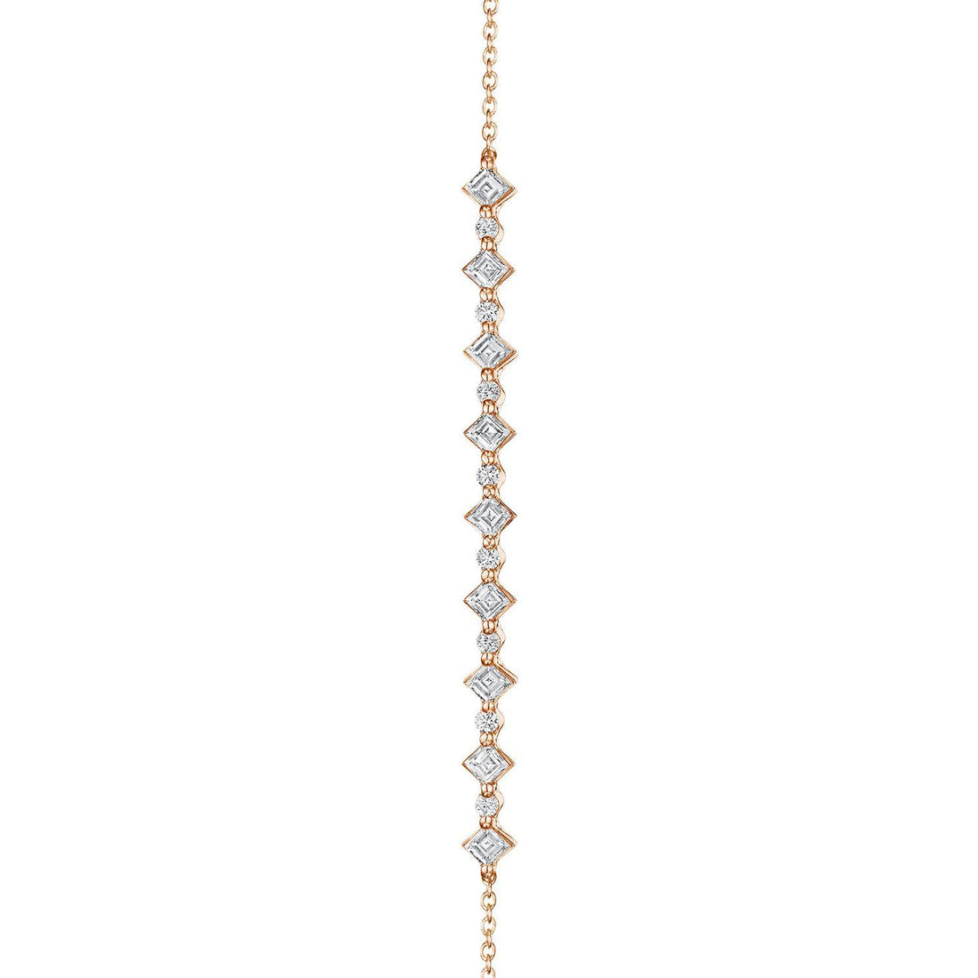 Carré and Round Diamond Bracelet in 18kt Rose Gold