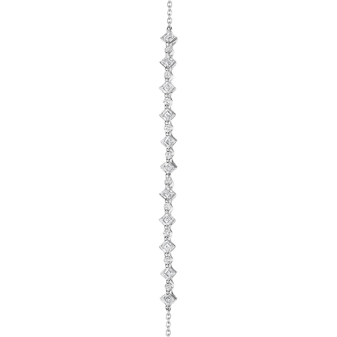 Carré and Round Diamond Bracelet in 18kt White Gold