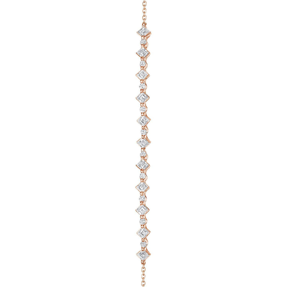 Carré and Round Diamond Bracelet in 18kt Rose Gold