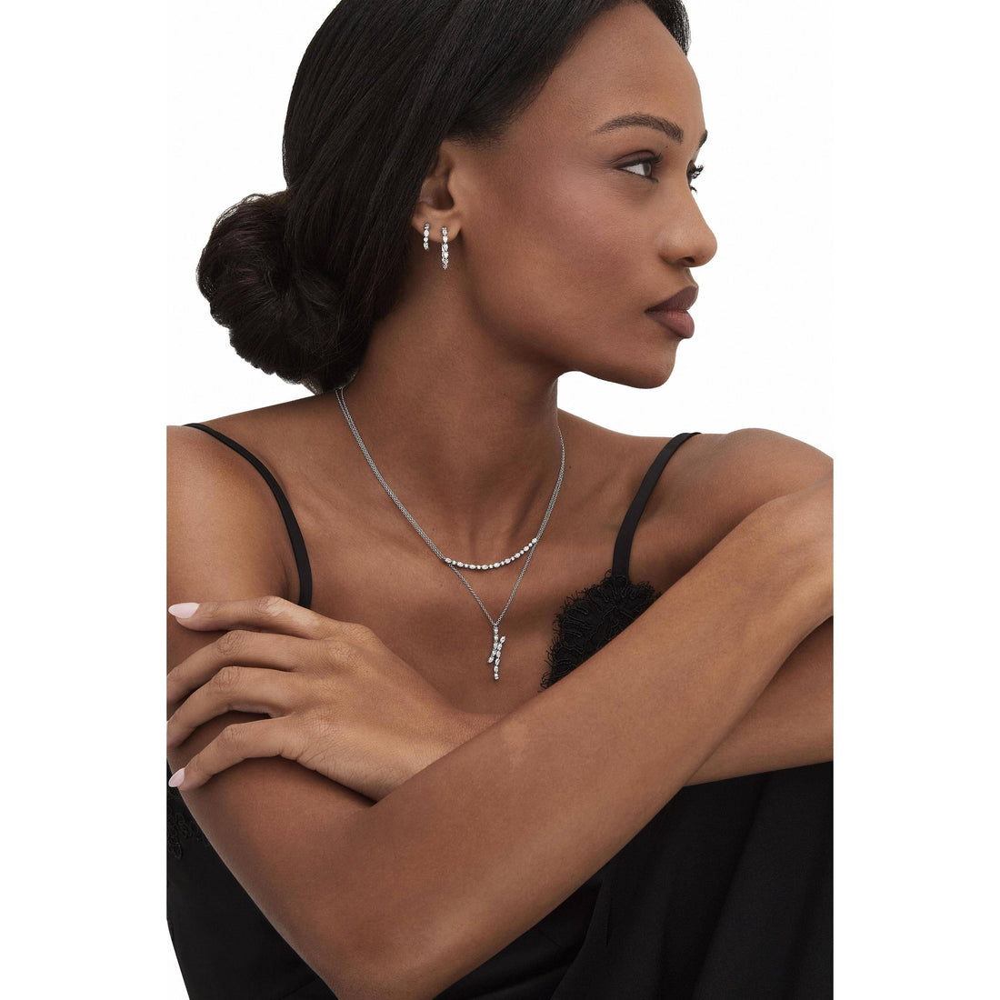 Marquise and Round Diamond Hoop Earrings in 18kt Rose Gold