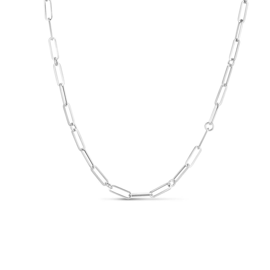Designer Gold Paperclip and Round Link Chain Necklace