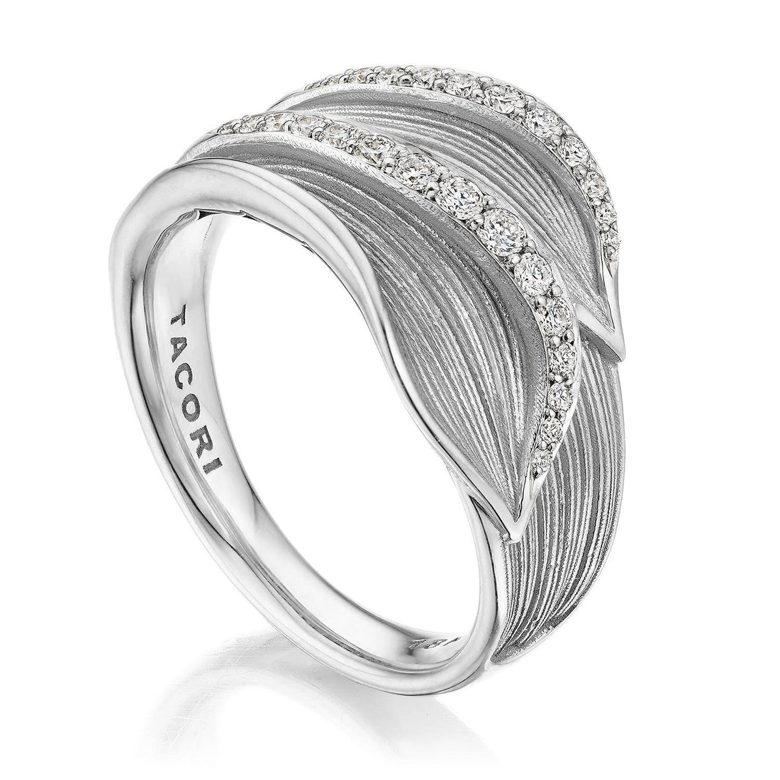 Double Petal Diamond Pavé Ring in 18kt White Gold