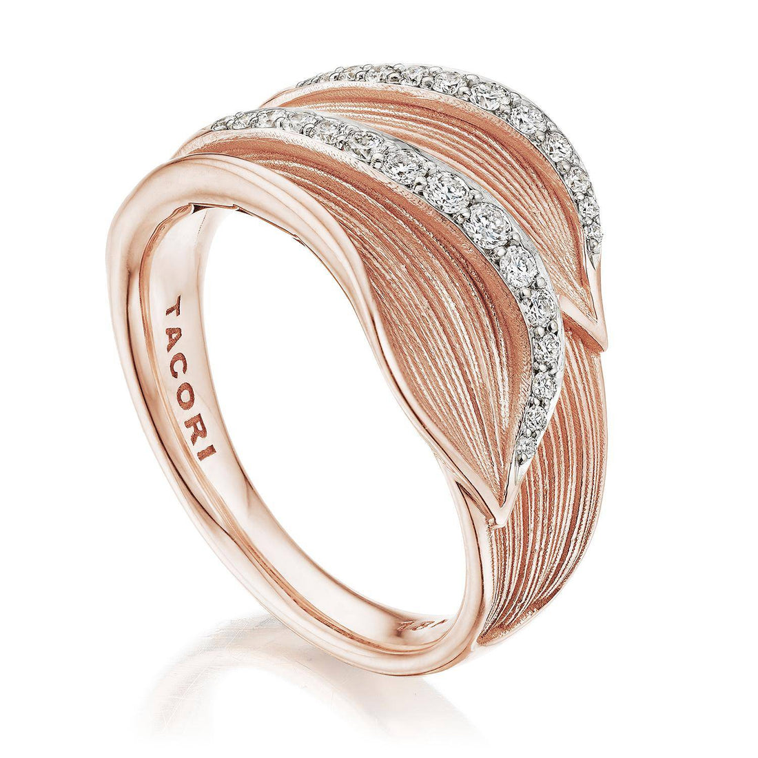 Double Petal Diamond Pavé Ring in 18kt Rose Gold