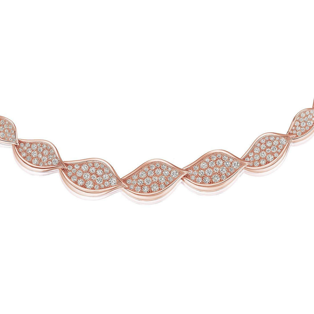 Petal Diamond Pavé Necklace in 18kt Rose Gold