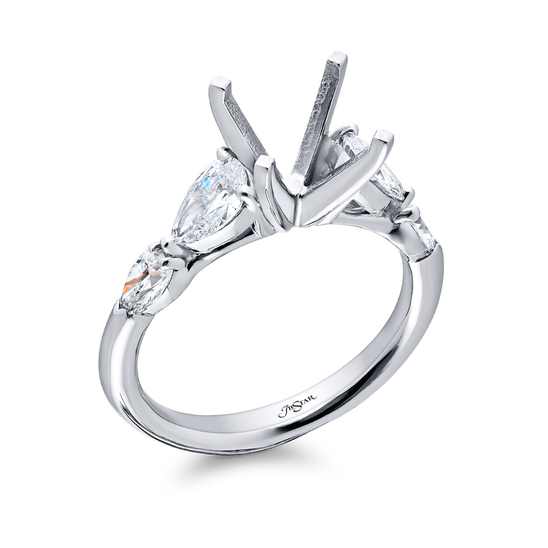 Platinum Pear-Cut Diamond Semi Mount Setting