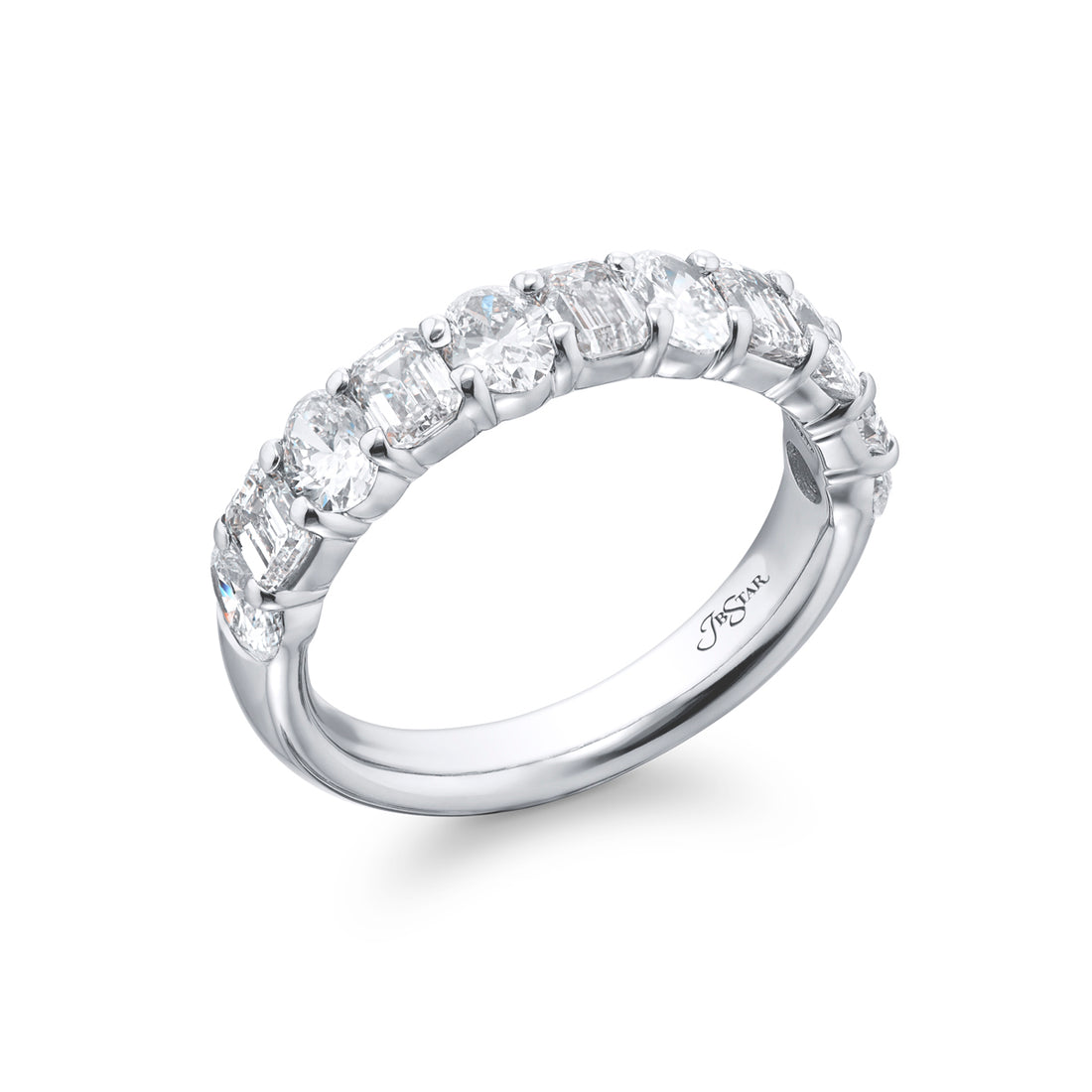 Platinum Emerald-Cut and Oval Diamond Band