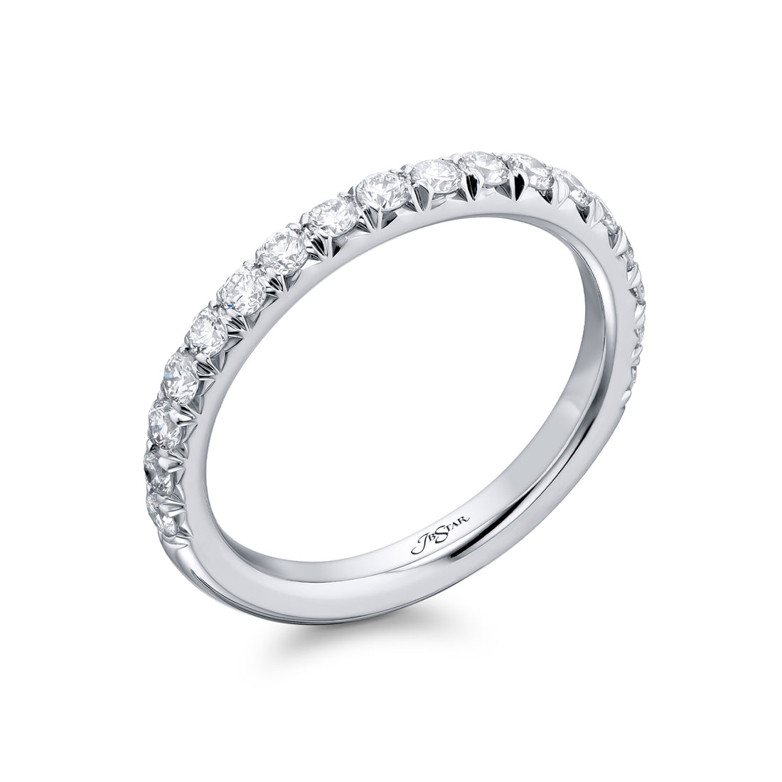 Platinum Round Diamond Cut Down Band