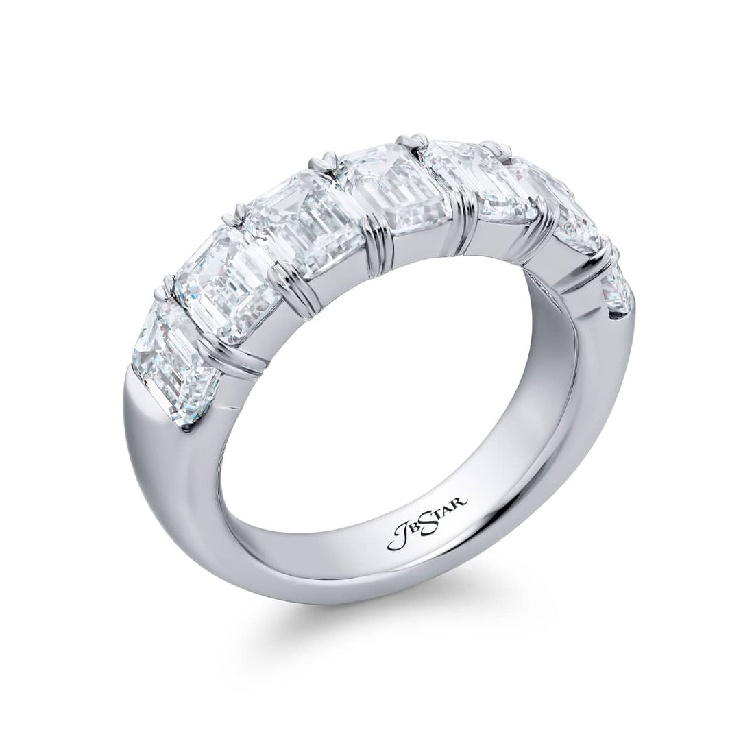 Platinum Emerald-Cut Diamond Certified Band