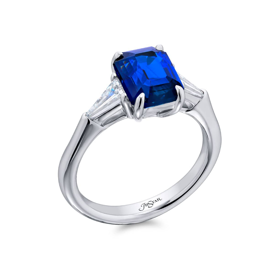 Platinum Emerald-Cut Sri Lankan Sapphire Certified Ring