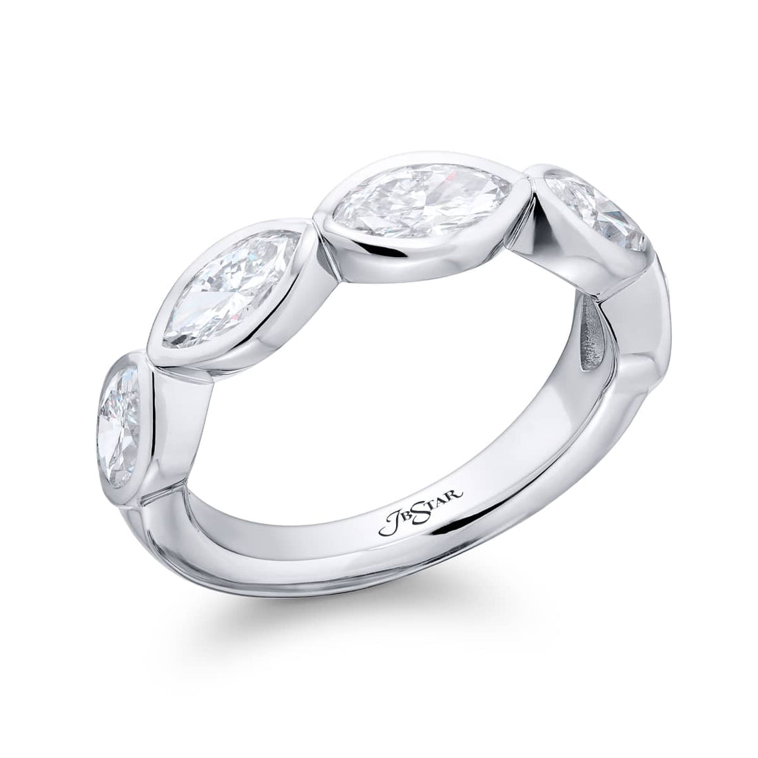 Platinum Marquise East-West Diamond Band