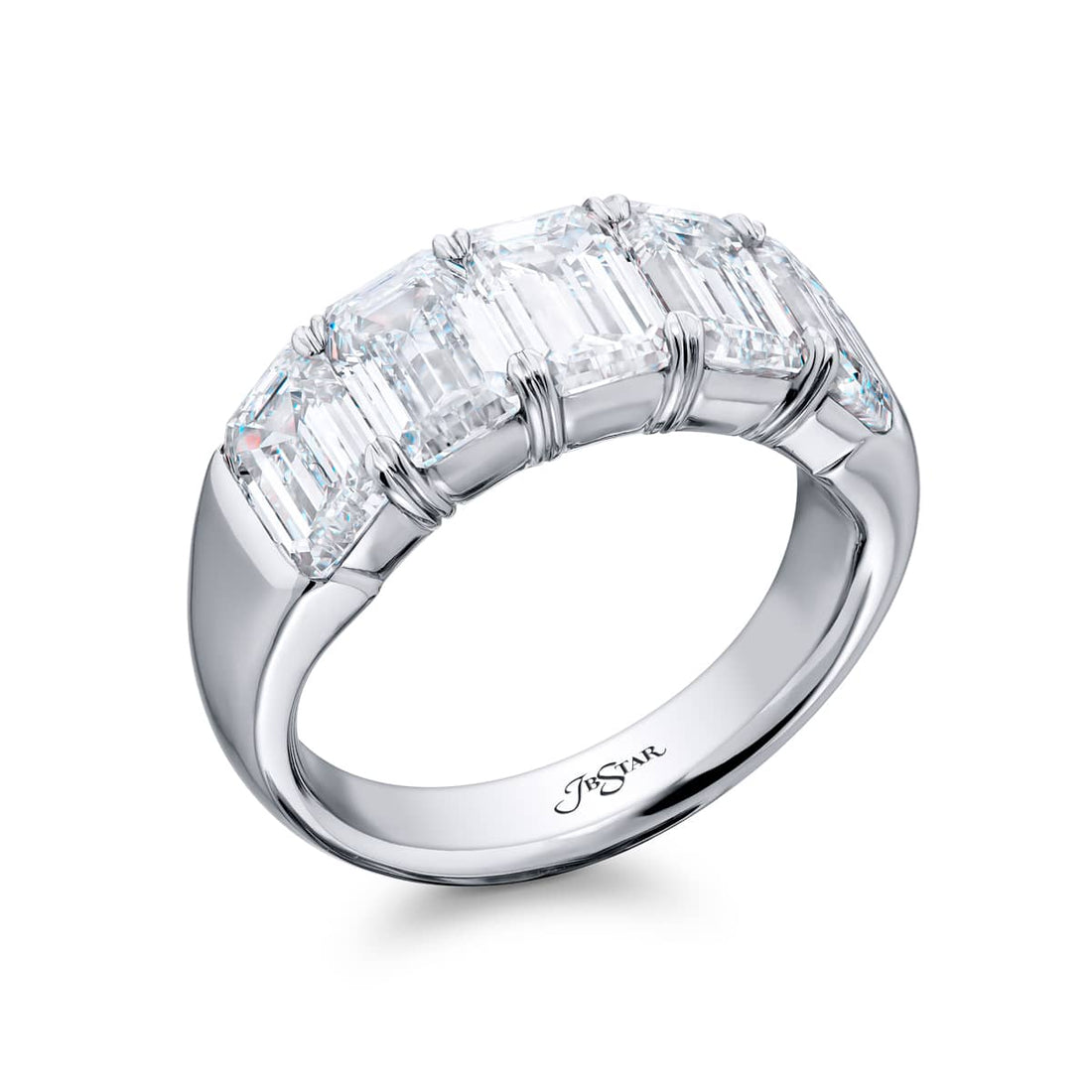 Platinum Emerald-Cut GIA Certified Diamond Band