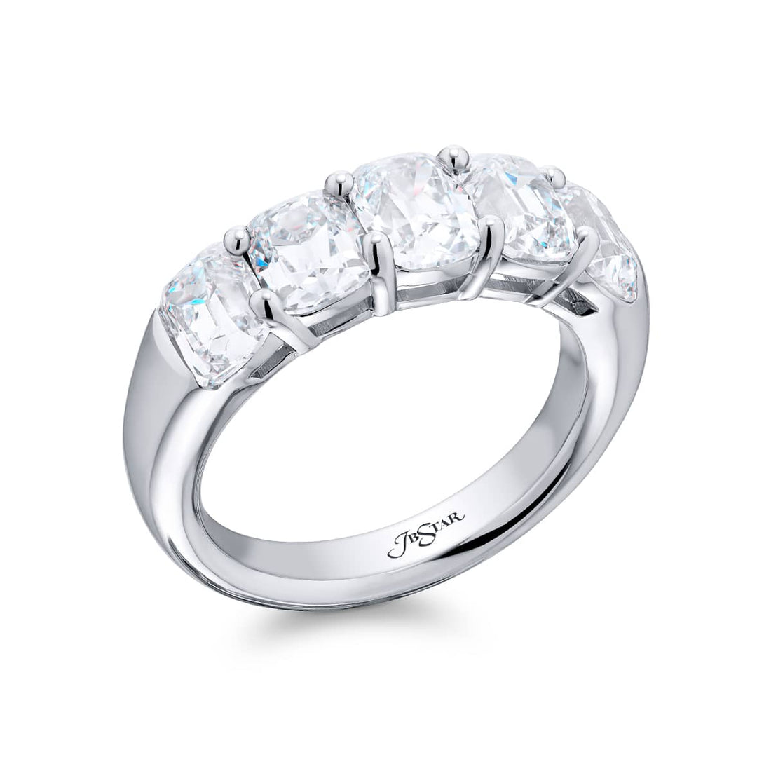 Platinum Cushion-Cut Diamond Band