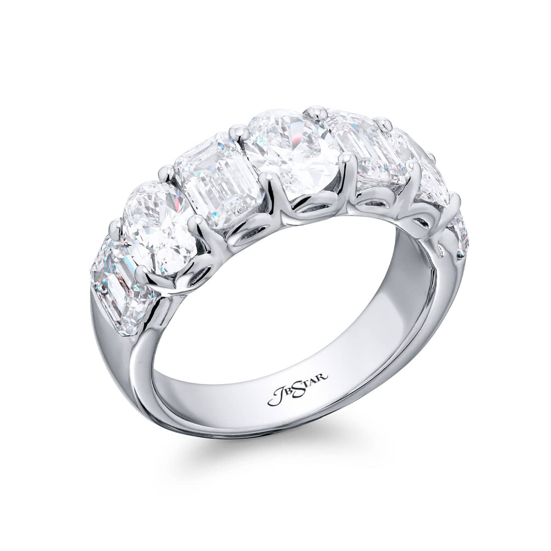 Platinum Emerald-Cut Diamond Band