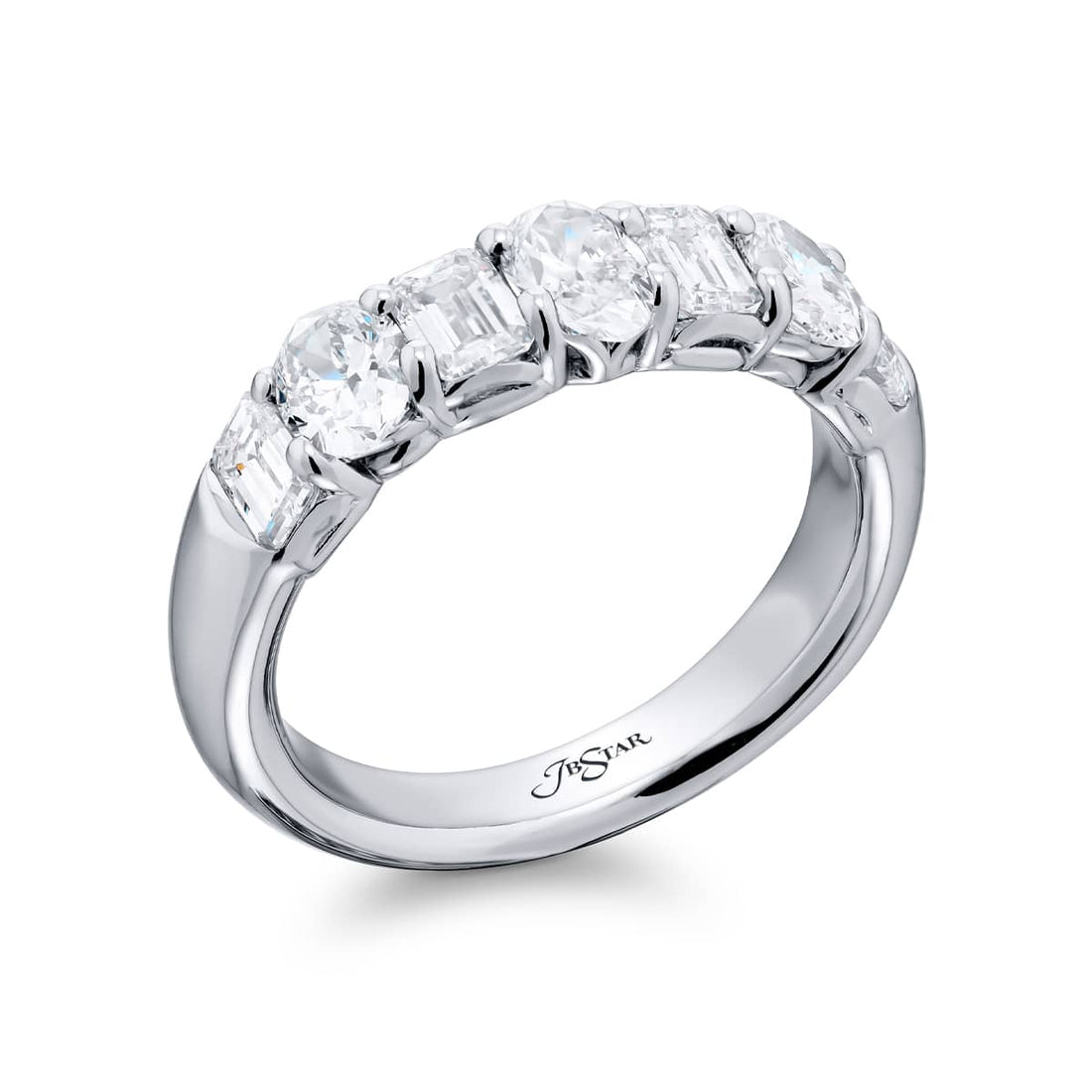 Platinum Oval and Emerald-Cut Diamond Band