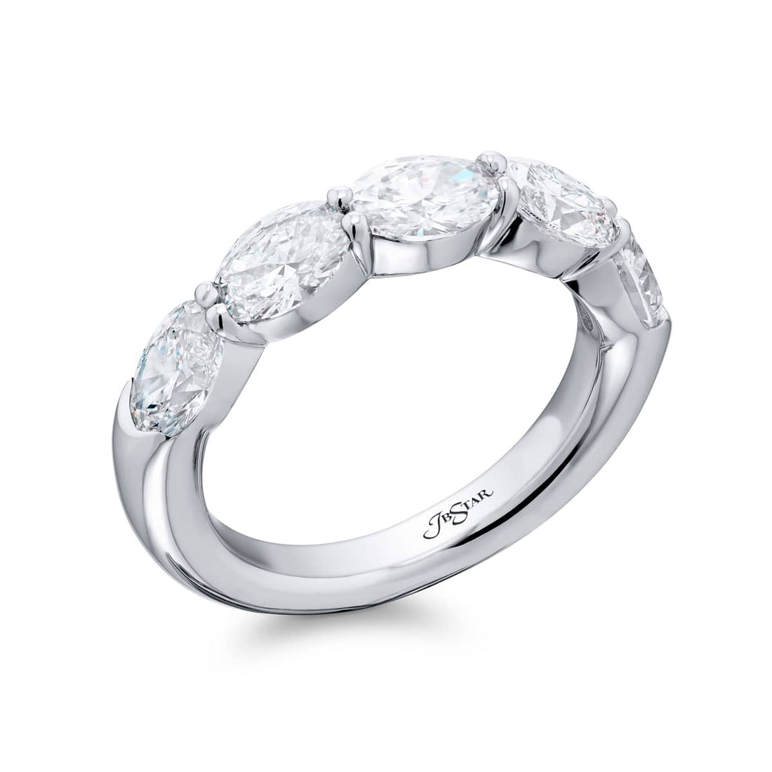 Platinum Oval Diamond East-West Band