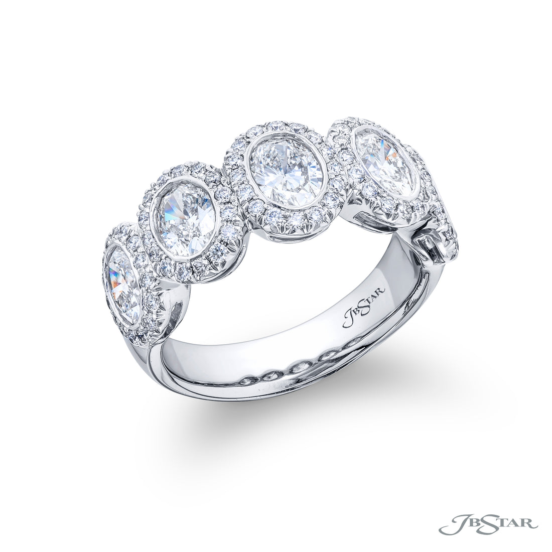 Platinum Oval Diamond Bezel Set Band