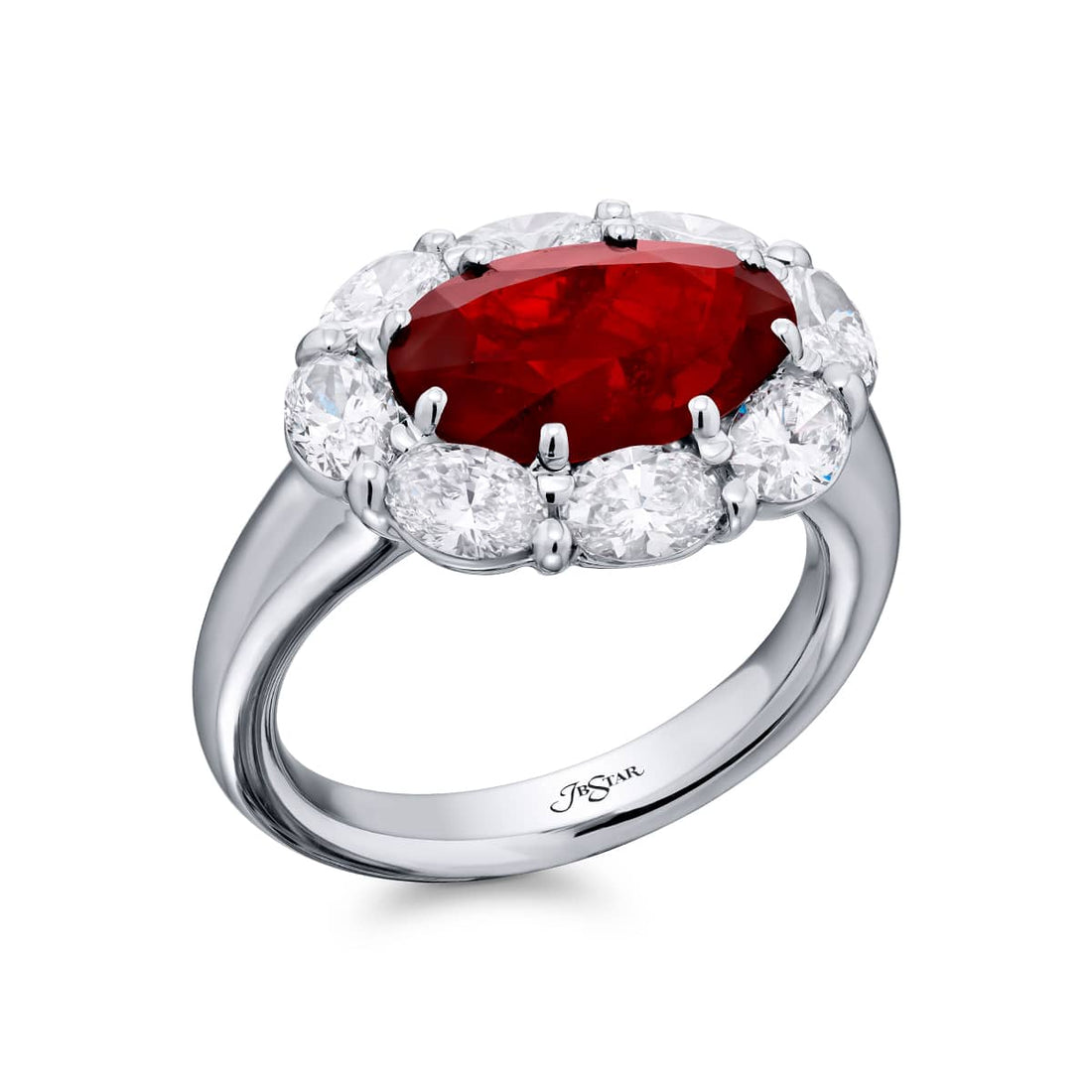 Platinum Oval Burmese Ruby Certified Ring