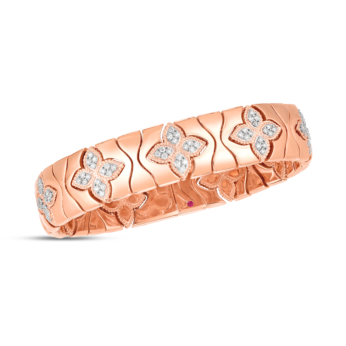 Royal Princess Flower Wide Diamond Bracelet