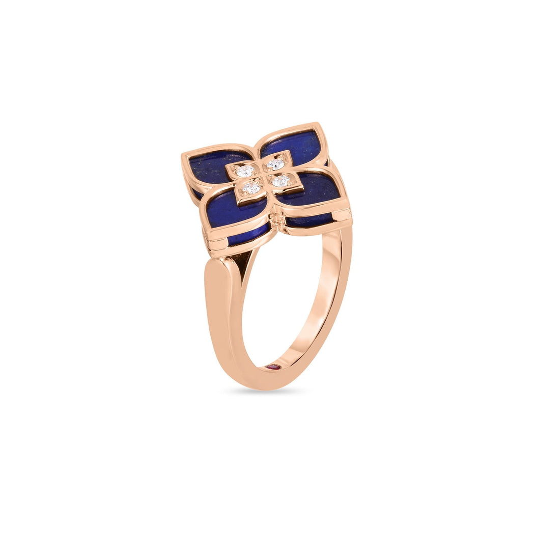 Venetian Princess Diamond and Lapis Small Flower Ring