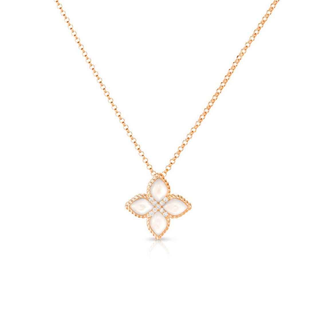 Venetian Princess Diamond and Mother of Pearl Medium Flower Necklace