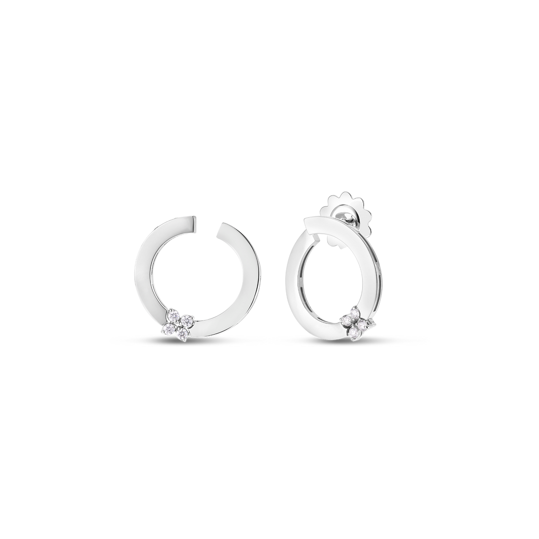 Love in Verona Single Diamond Flower Circle Earrings