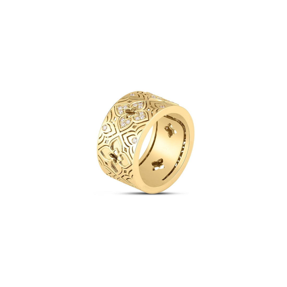 Venetian Princess Etched Frame Diamond Flower Ring